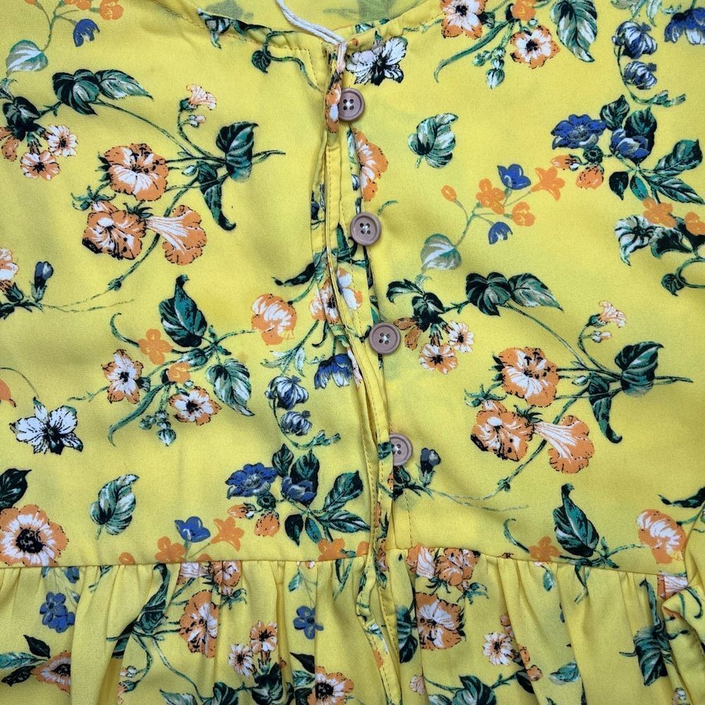 Yellow ditzy floral ruffle mini dress - Picture 6 of 11